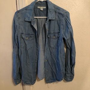 Long Sleeve Denim-Like Blouse- Size Small